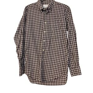 Bird Dog Bay Mens Medium Egyptian Cotton Plaid Button Down Shirt Purple Green‎